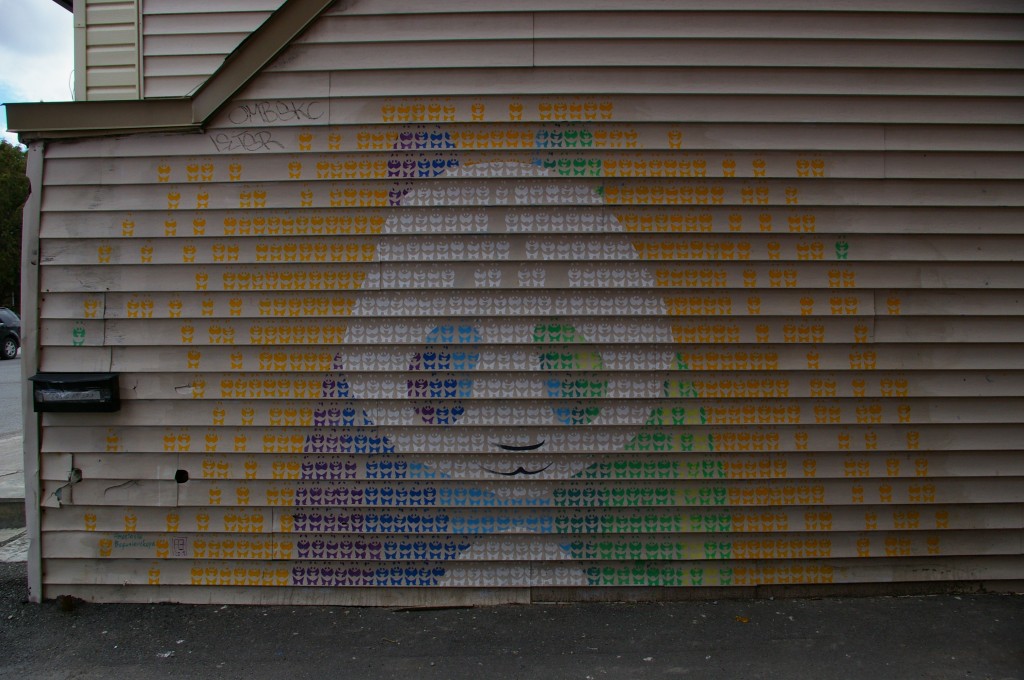 Panda made up of little pandas in Chinatown