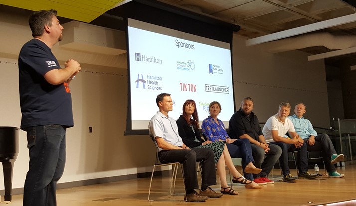 Trevor moderating the panel at the end of Tweetstock '16